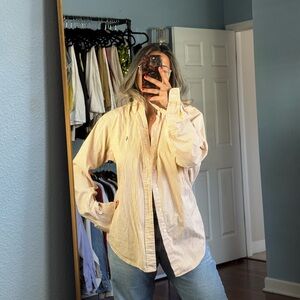 orange and white striped ralph lauren button down